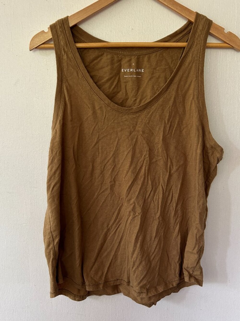 Everlane Minimalist Tank Top Womens XL Scoop Neck Neutral Quiet Luxury CBK Tan